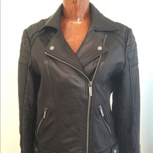Michael Kors black leather Moto Jacket